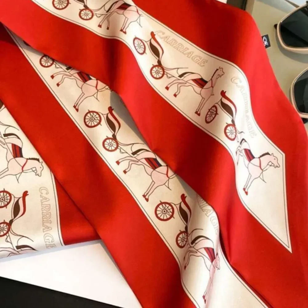 Red Carriage Print Scarf S40